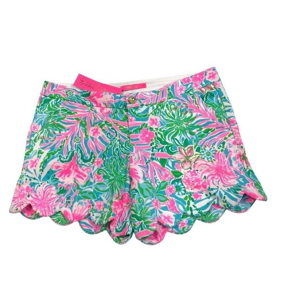 LILLY PULITZER Buttercup Knit Shorts Sz 10 Amalfi Blue Leaf It Wild Resort NWT - Picture 6 of 16
